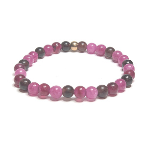 Tourmaline Rubelite pink bracelet elastic natural stone, ball 6 mm / 16-17 cm, guardian of good mood
