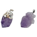 Amethyst in metal pendant natural stone approx. 2,5 - 3 cm, stone of kings and bishops 1 piece