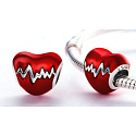 Charm Sterling silver 925 Heartbeat red glaze bead on bracelet love