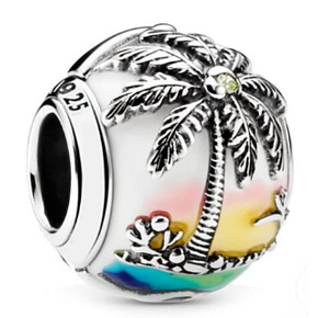Sterling silver 925 Summer vacation - sunset, travel bracelet bead