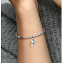 Charm Sterling silver 925 Opalescent snowman, bracelet pendant winter