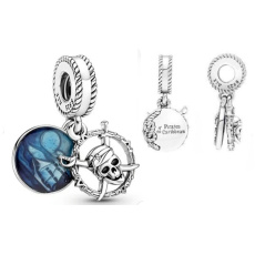 Charm Sterling silver 925 Disney Pirates of the Caribbean 2in1, movie bracelet pendant