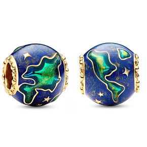 Charm Sterling Silver 925 Planet Earth, Space Bracelet Pendant