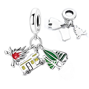 Charm Vanlife – svoboda na kolech, příroda a vlastní tempo, 3v1 přívěsek na náramek cestování