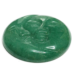 Avanturine green sun face and moon hand carved natural stone 5 cm, lucky stone
