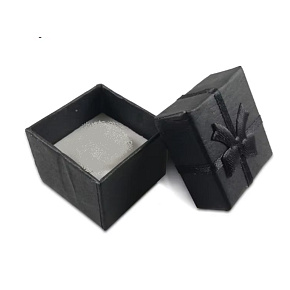 Gift box with jewelry sponge and black ribbon 4 x 4 x 2.5 cm