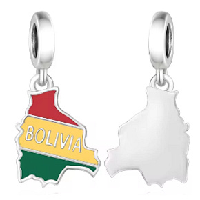 Charm Bolívie vlajka - houpající se mapa, přívěsek na náramek cestování Charm Bolívie vlajka - houpající se mapa, přívěsek na náramek cestování