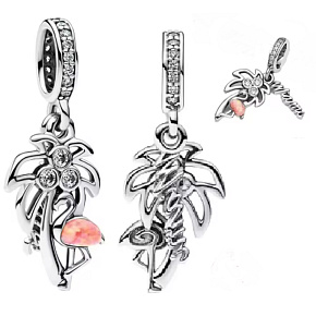 Charm USA Florida Miami 2v1 palma s plameňákem, přívěsek na náramek příroda