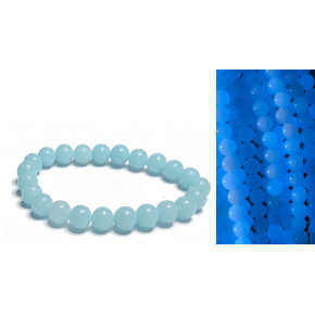Jade Luminois Light Phosphorescent, blue glow in the dark, bracelet elastic natural stone, bead 8 mm / 16 - 17 cm Jade Luminois Light Phosphorescent, blue glow in the dark, bracelet elastic natural stone, bead 8 mm / 16 - 17 cm