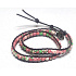 Marble Rose Red leather brown bracelet natural stone wrap hand knitted bead 6 mm / approx. 34 cm + 5 cm