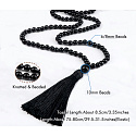 108 Mala Obsidian necklace, meditation jewellery, natural stone knotted, elastic, bead 8 mm, rescue stone