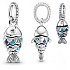 Sterling silver 925 Blue scaly fish, animal bracelet pendant