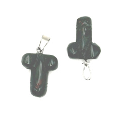 Heliotrope / Bloodstone Penis for luck, pendant natural stone hand cut approx. 11 x 22 mm, stone of courage