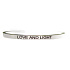 Stainless steel bracelet silver with engraving Love and Light, open cuff, 4 mm