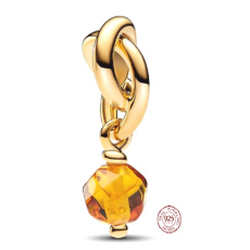 Charm Sterling Silver 925 Intertwined Faceted Eternity Circle Orange, Bracelet Pendant Symbol November