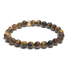 Tiger eye bracelet elastic natural stone, 8 mm / 18 cm, sun and earth stone, brings luck and wealth