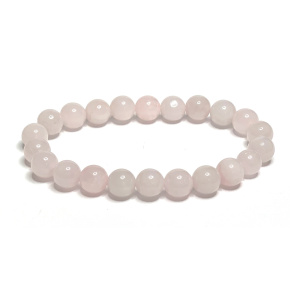 Rose bracelet elastic natural stone, ball 8 mm / 16 - 17 cm, love stone