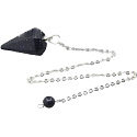 Goldstone blue Avanturine pendulum 2,5 cm + 18 cm chain with bead, stone of ambition
