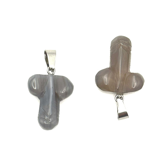Agate Penis for happiness, pendant natural stone hand cut approx. 11 x 22 mm
