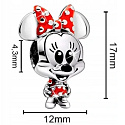 Charm Sterling silver 925 Disney Minnie Mouse mouse with polka dot dress and bow, bead on bracelet