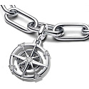 Charm Sterling silver 925 Compass - Mini Medallion with clear cubic zirconia, bracelet pendant