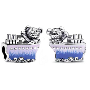 Charm Sterling silver 925 Me to You teddy bear on boat, bead on bracelet animal