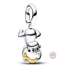 Charm Sterling silver 925 Friendly monkey, animal bracelet pendant