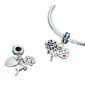 Charm Sterling Silver 925 Christmas 3-in-1 Snowflake, Reindeer, and Heart, Bracelet Pendant Christmas