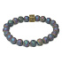 Lava platinum with royal mantra Om, bracelet elastic natural stone, ball 8 mm / 16-17 cm, born of the four elements