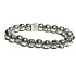 Lava silver colour dark plated with royal mantra Om, bracelet elastic natural stone, bead 8 mm / 16-17 cm, born of the four elements
