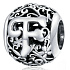 Sterling silver 925 Magic alphabet letter F with flowers, bead for bracelet