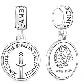 Charm Sterling silver 925 Game of Thrones Jon Snow, bracelet pendant, movie