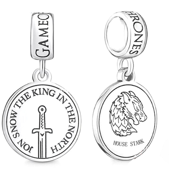 Charm Sterling silver 925 Game of Thrones Jon Snow, bracelet pendant, movie