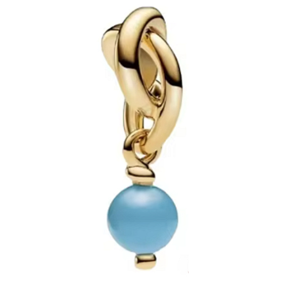 Charm Sterling Silver 925 Intertwined Eternity Circle Blue Pearl, Bracelet Pendant Symbol December