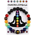 Chakra Lava Bracelet with Royal Mantra Om Bracelet elastic natural stone, ball 8 mm / 16-17 cm