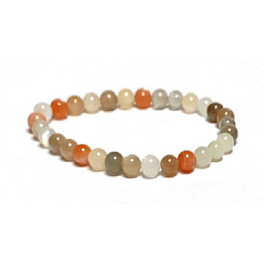 Moonstone mix color bracelet elastic natural stone, ball 6 mm / 16 - 17 cm, stone of destiny