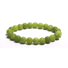 Jade Olive bracelet elastic natural stone, ball 6 mm / 16 - 17 cm