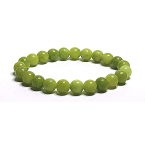 Jade Olive bracelet elastic natural stone, ball 6 mm / 16 - 17 cm