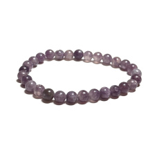 Lepidolite light purple bracelet elastic natural stone, ball 6 mm / 16 - 17 cm, amulet of athletes