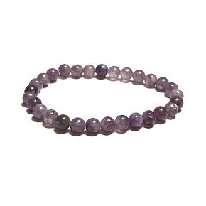 Lepidolite light purple bracelet elastic natural stone, ball 6 mm / 16 - 17 cm, amulet of athletes