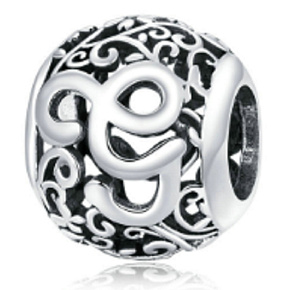 Sterling silver 925 Magic alphabet letter G with flowers, bead for bracelet