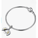 Sterling silver 925 Blossoming sunflower with inscription - You are my sunshine, openable bracelet pendant love