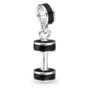 Charm Sterling silver 925 Black dumbbell, pendant bracelet sport
