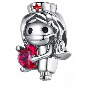 Charm Sterling silver 925 Nurse, bead on bracelet job Charm Sterling silver 925 Nurse, bead on bracelet job