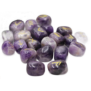 Amethyst Rune Alphabet Natural Stone, 10 - 30 mm 25 pieces