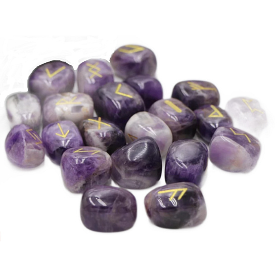 Amethyst Rune Alphabet Natural Stone, 10 - 30 mm 25 pieces