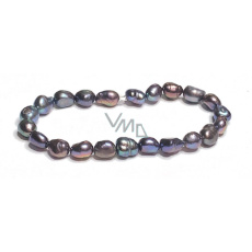 Black pearl elastic bracelet natural, 7 - 8 mm / 16 - 17 cm, symbol of femininity, brings admiration