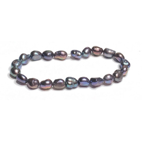 Black pearl elastic bracelet natural, 7 - 8 mm / 16 - 17 cm, symbol of femininity, brings admiration