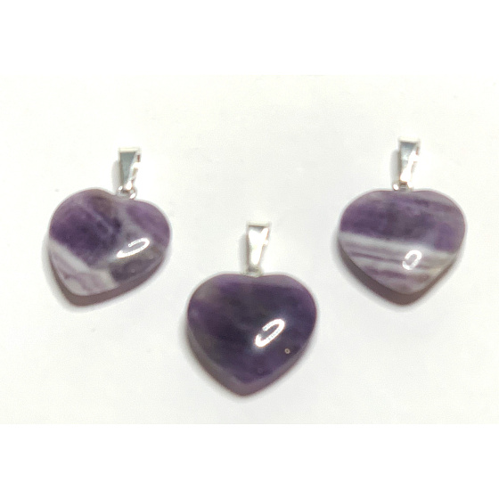 Amethyst Heart Pendant natural stone 1,5 cm 1 piece, stone of kings and bishops