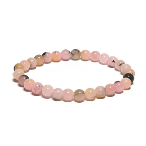 Opal pink bracelet elastic natural stone, ball 6 mm / 16-17 cm, stone of queen, attraction, female intuition and beauty